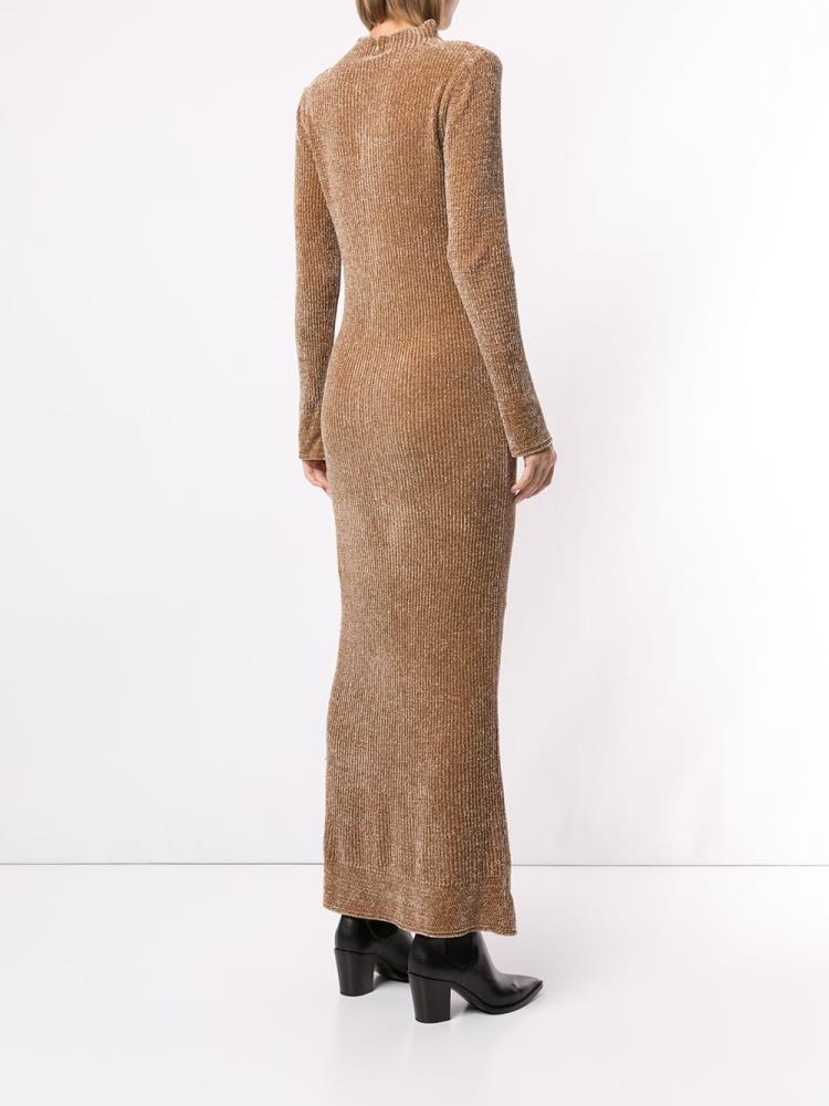 Brown Women's Giorgio Armani Velvet Jersey Dress | OR7WDAI