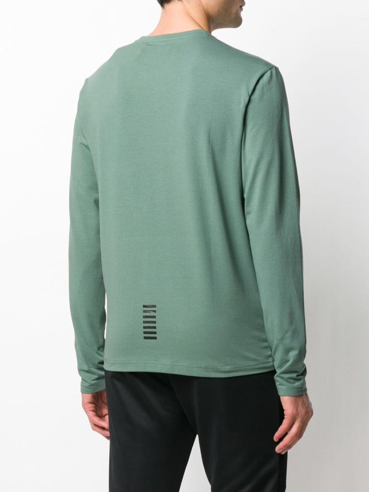 Green Men's Ea7 Emporio Armani Logo Print Long Sleeve T Shirts | 0DK3X62