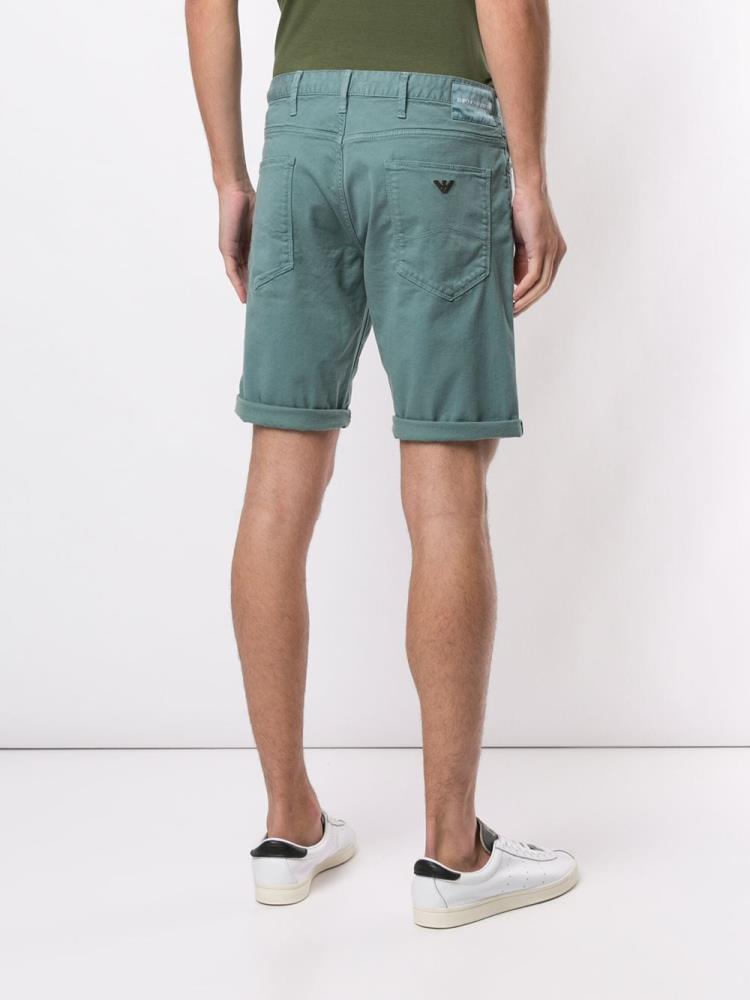 Green Men's Armani Emporio Embroidered Logo Deck Shorts | LD9HW36