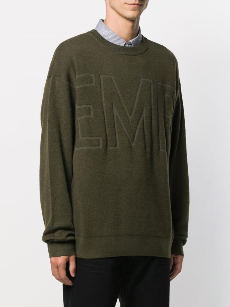 Green Men's Armani Emporio Jacquard Logo Jumpers | DX90GOW