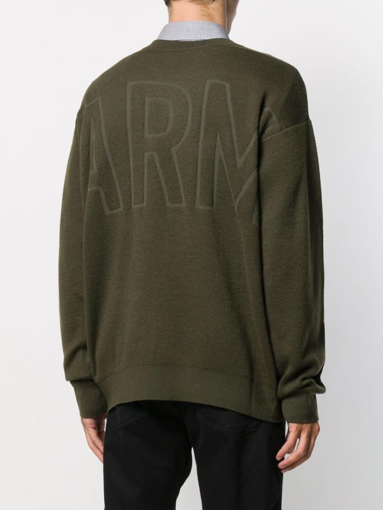 Green Men's Armani Emporio Jacquard Logo Jumpers | DX90GOW