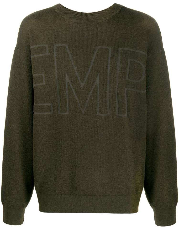 Green Men\'s Armani Emporio Jacquard Logo Jumpers | DX90GOW