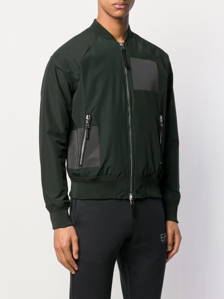 Green Men's Armani Emporio Logo Printed Bomber Jacket | Y94TL2E