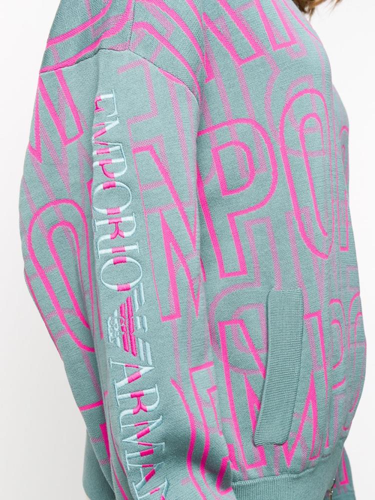 Green / Pink Women's Armani Emporio Logo Printed Bomber Jacket | NTYRB08