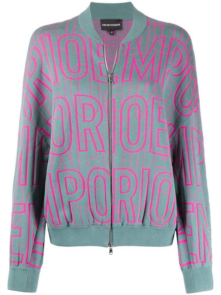 Green / Pink Women\'s Armani Emporio Logo Printed Bomber Jacket | NTYRB08