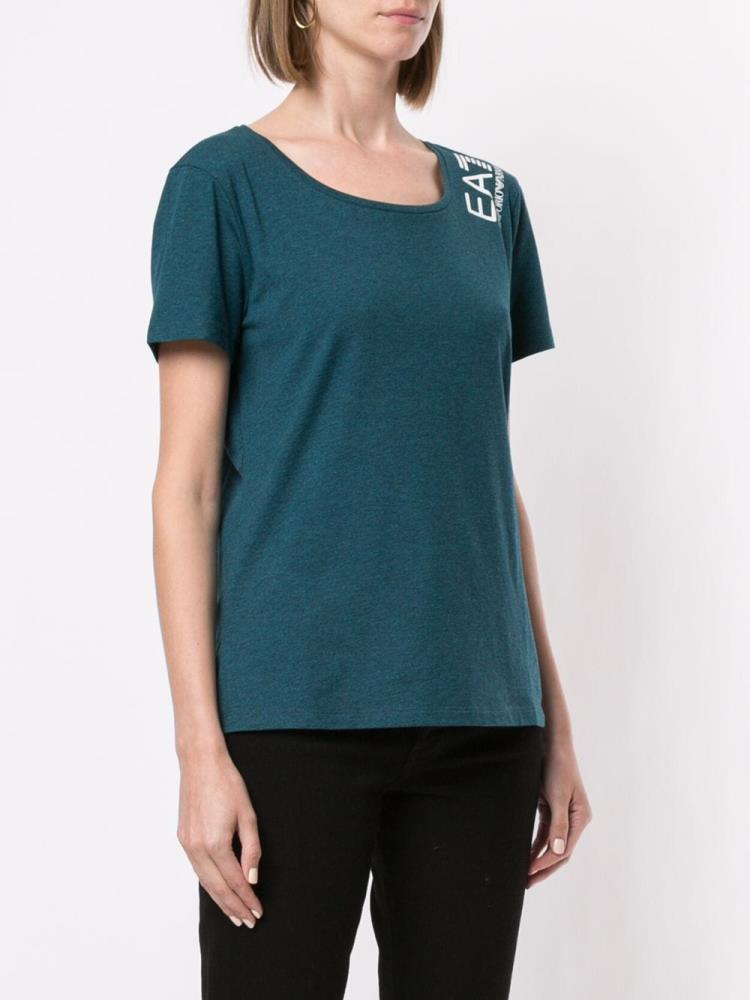 Green Women's Ea7 Emporio Armani Logo Jersey T Shirts | SPZ3FEU