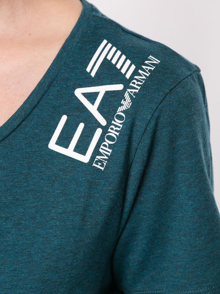 Green Women's Ea7 Emporio Armani Logo Jersey T Shirts | SPZ3FEU