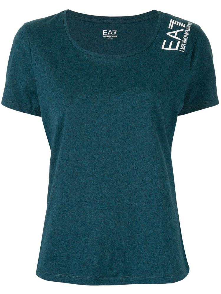 Green Women\'s Ea7 Emporio Armani Logo Jersey T Shirts | SPZ3FEU