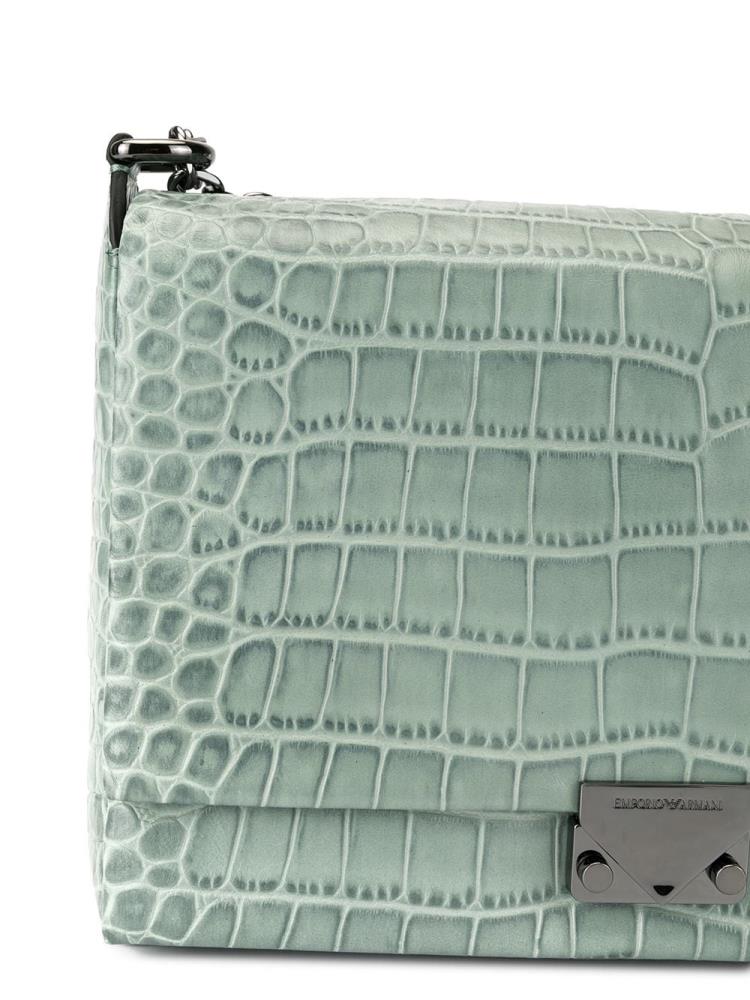 Green Women's Armani Emporio Crocodile Effect Crossbody Bags | JX5JI7C