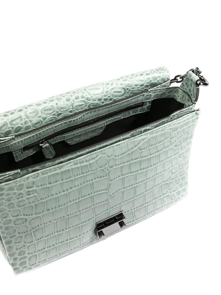 Green Women's Armani Emporio Crocodile Effect Crossbody Bags | JX5JI7C