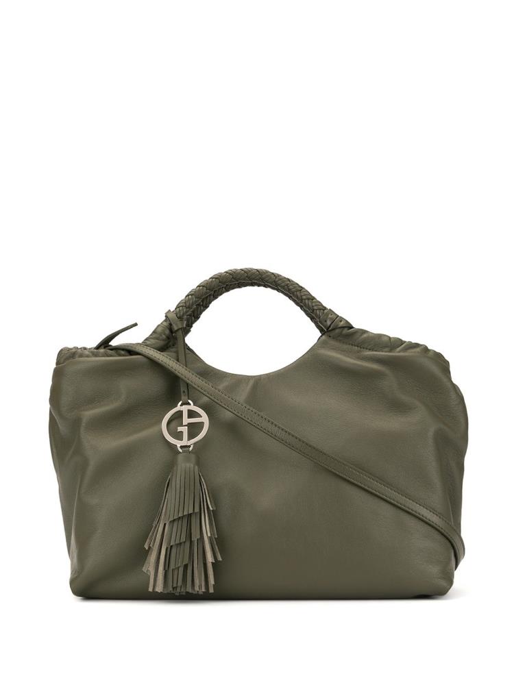 Green Women\'s Giorgio Armani Logo Charm Tote Bags | 7ELP30I