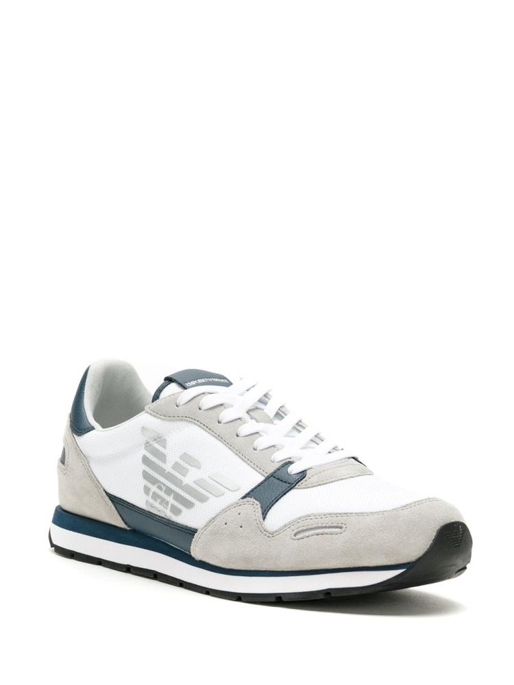 Grey / Blue Men's Armani Emporio Side Logo Sneakers | HD5NT3Q