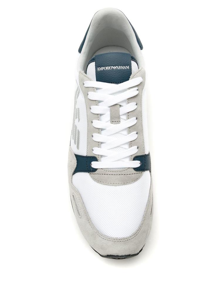 Grey / Blue Men's Armani Emporio Side Logo Sneakers | HD5NT3Q