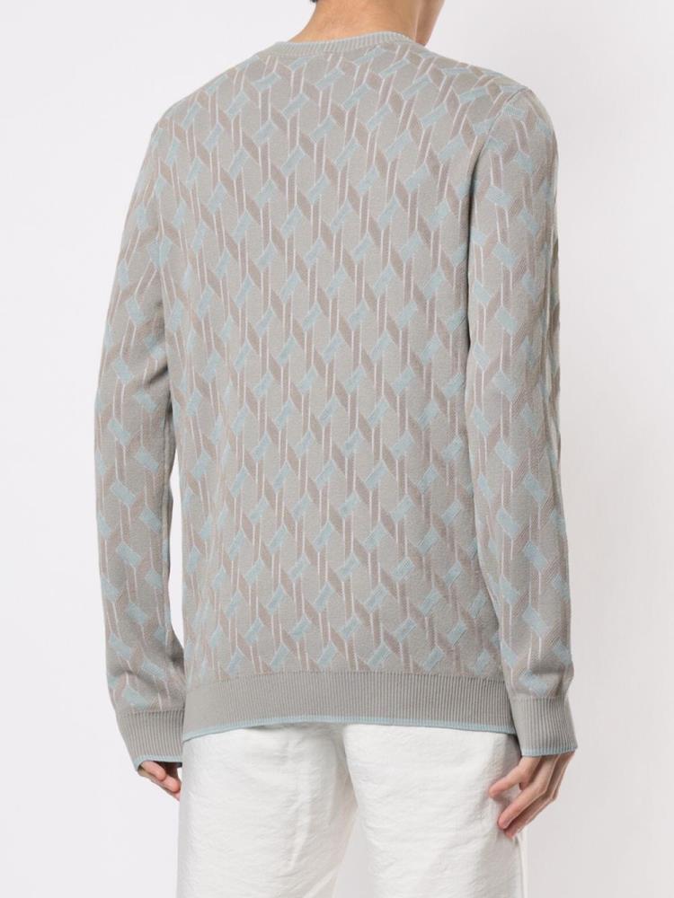 Grey / Blue Men's Giorgio Armani Jacquard Motif Jumpers | 5BP9MXE