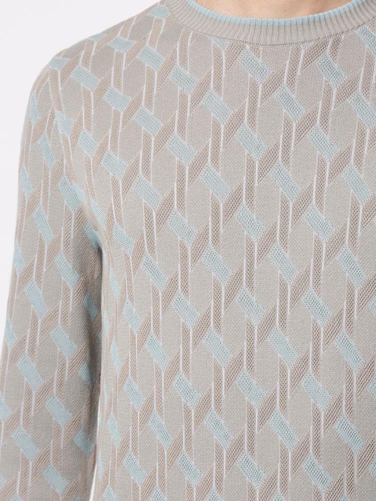 Grey / Blue Men's Giorgio Armani Jacquard Motif Jumpers | 5BP9MXE