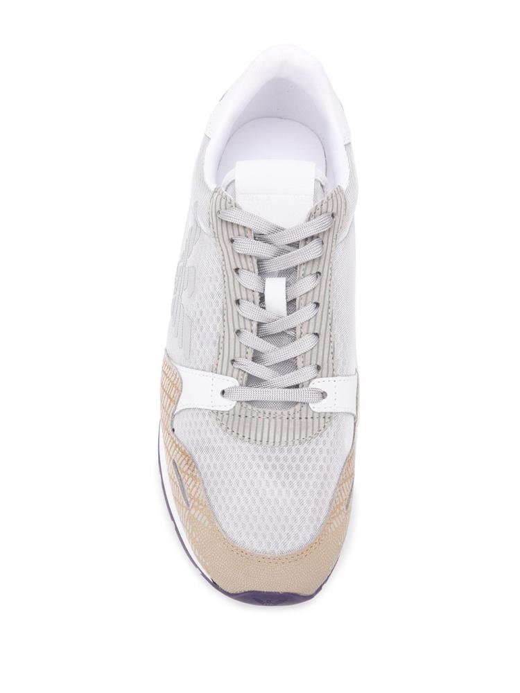 Grey / Brown Men's Armani Emporio Panelled Lace Up Sneakers | ZW6I92H