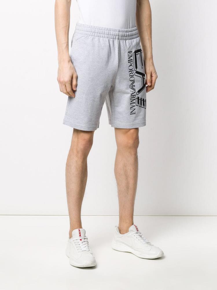 Grey Men's Ea7 Emporio Armani Logo Print Pull On Running Shorts Shorts | RYQ0357