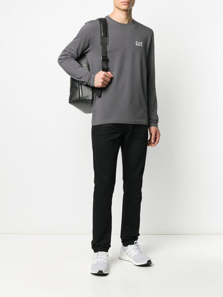 Grey Men's Ea7 Emporio Armani Logo Print Sweatshirts | WBZAL3P