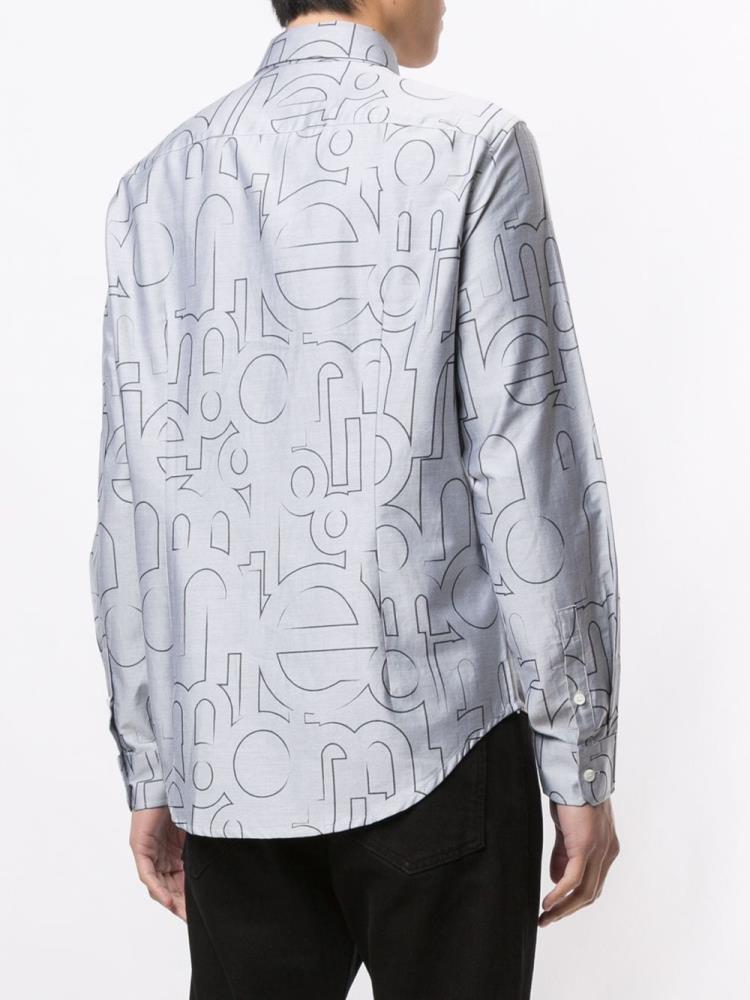 Grey Men's Armani Emporio Big Logo Stencil Shirts | ABC1YM4