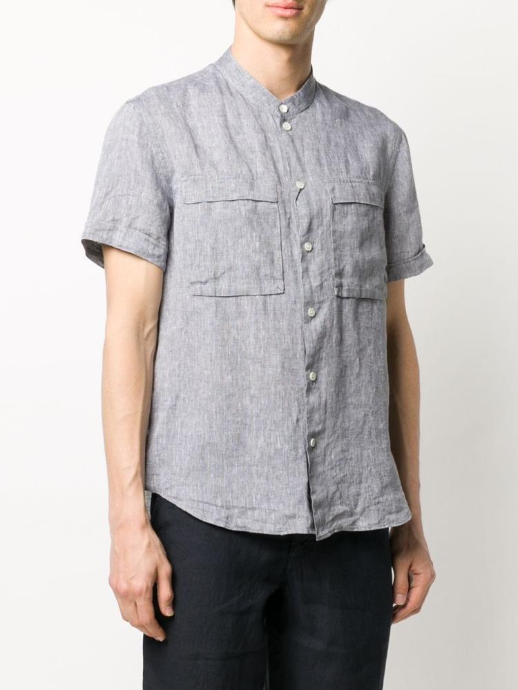 Grey Men's Armani Emporio Chest Pockets Shirts | LRGGLCC