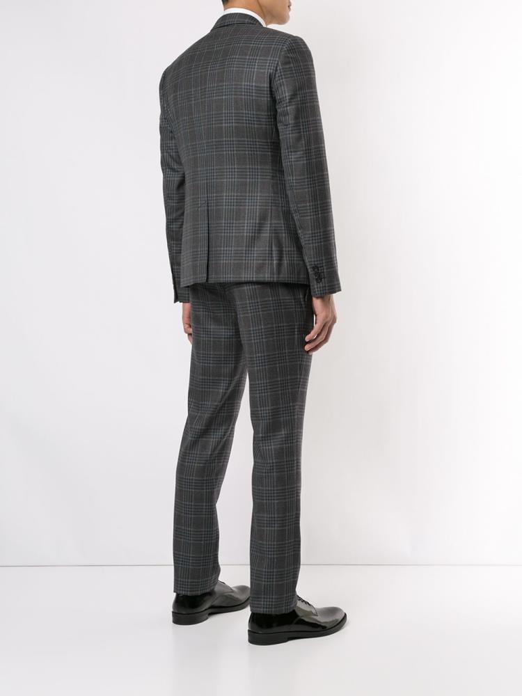 Grey Men's Armani Emporio Classic Checked Two Piece Suits | 05GUCTN