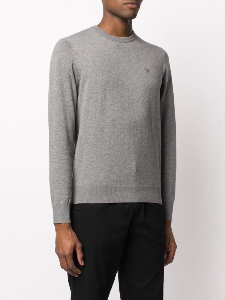 Grey Men's Armani Emporio Crew Neck Sweatshirts | A0FBJMO