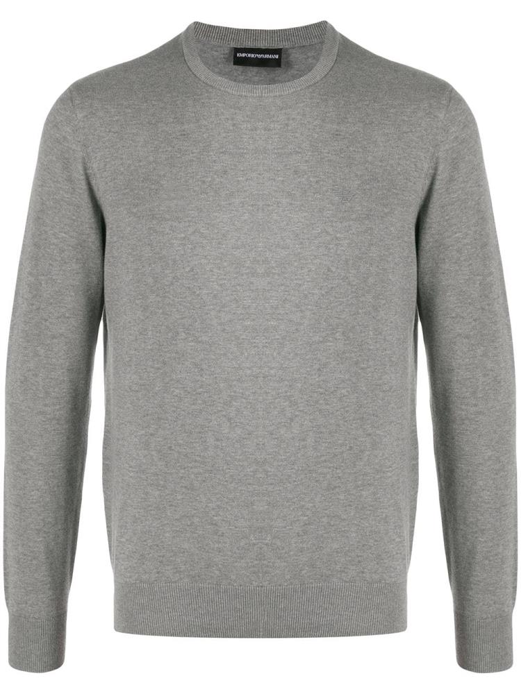 Grey Men\'s Armani Emporio Crew Neck Sweatshirts | A0FBJMO