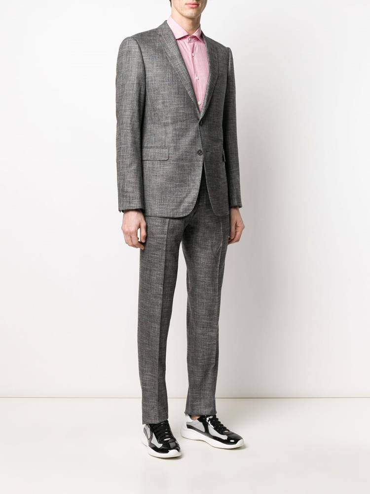 Grey Men's Armani Emporio Fitted Two Piece Suits | 4O03PG2