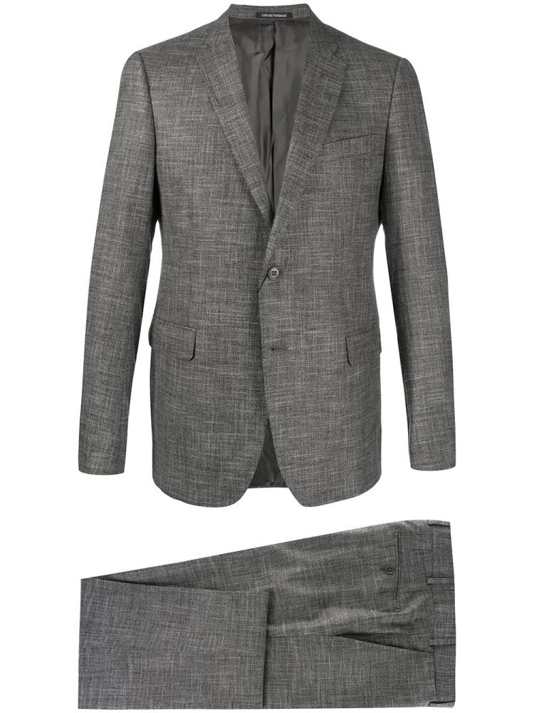 Grey Men\'s Armani Emporio Fitted Two Piece Suits | 4O03PG2