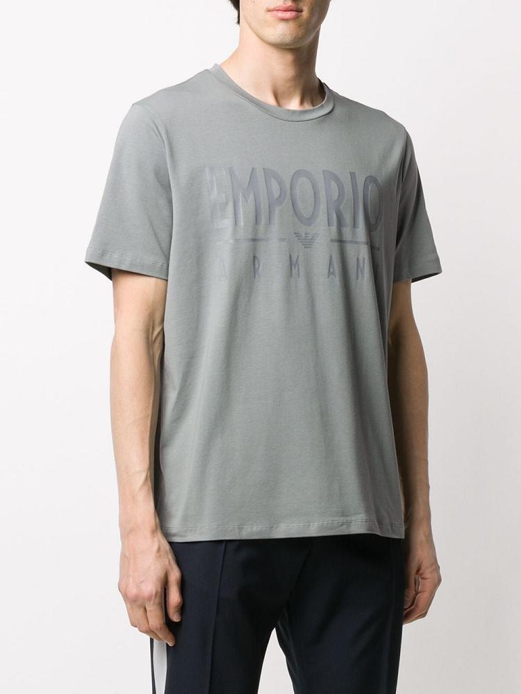 Grey Men's Armani Emporio Logo Print T Shirts | F930NP2