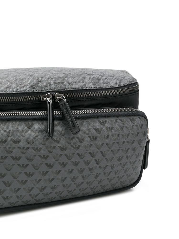 Grey Men's Armani Emporio Logo Print Bum Bag Bags | JLWB7F2