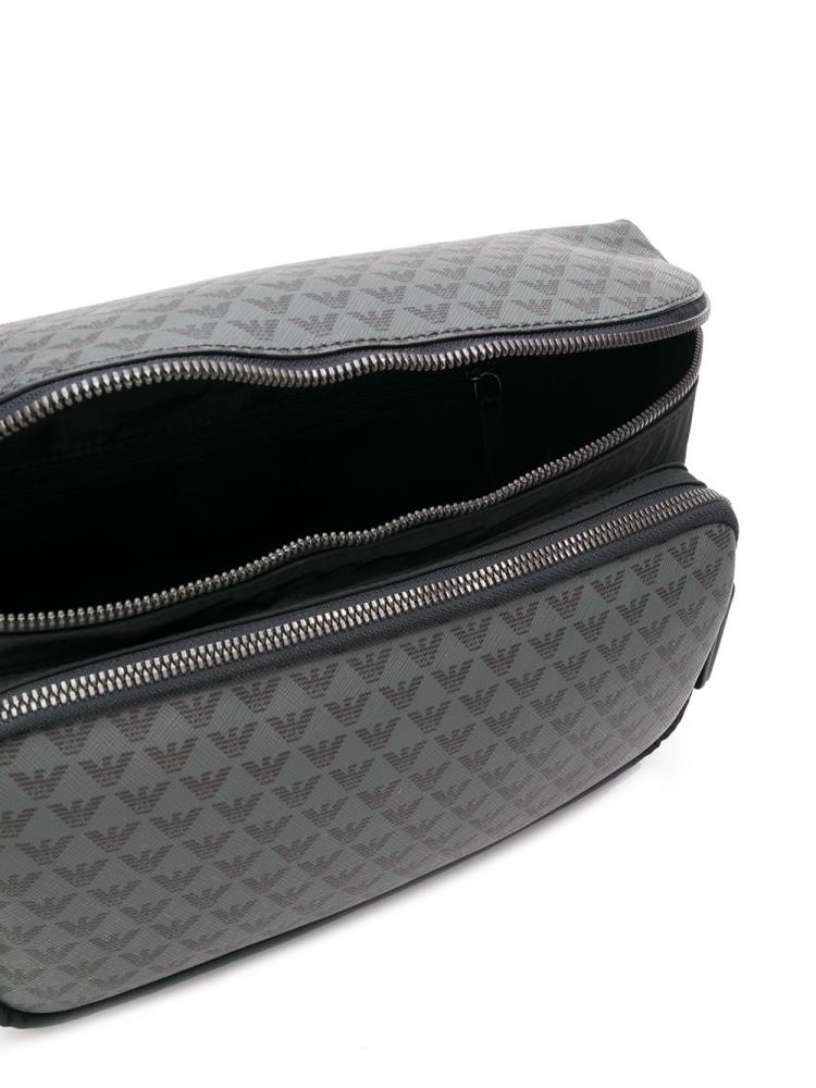 Grey Men's Armani Emporio Logo Print Bum Bag Bags | JLWB7F2