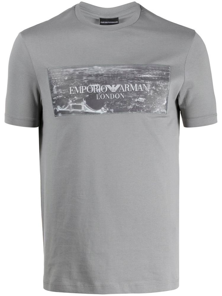 Grey Men\'s Armani Emporio Logo Print T Shirts | ME2A4LY