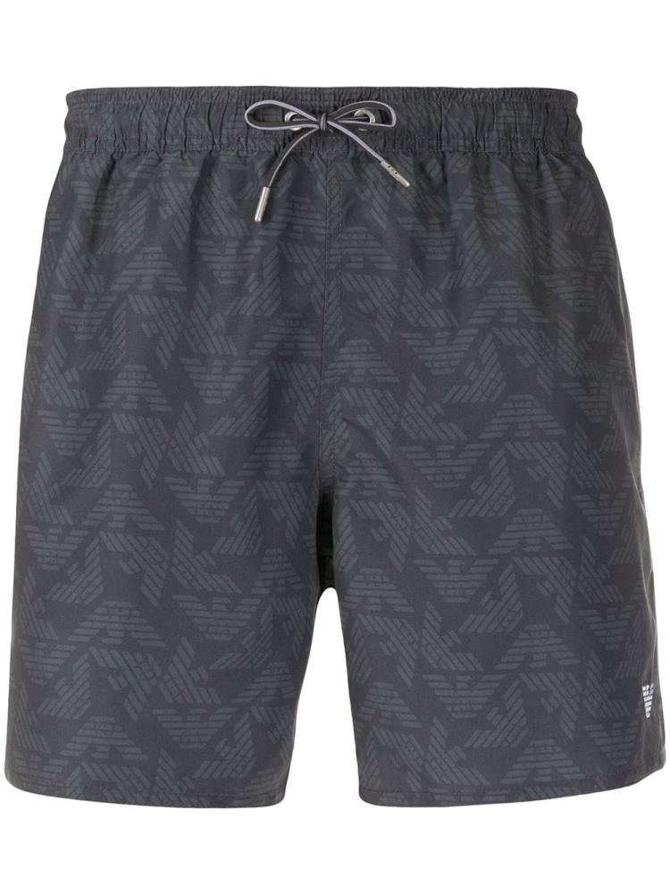 Grey Men\'s Armani Emporio Logo Print Swim Shorts | VUFV1SU