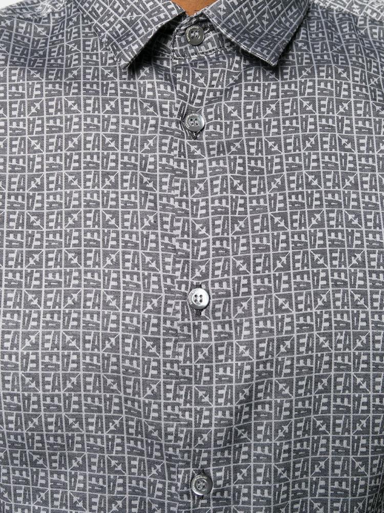 Grey Men's Armani Emporio Monogram Print Shirts | W4Q2K2R