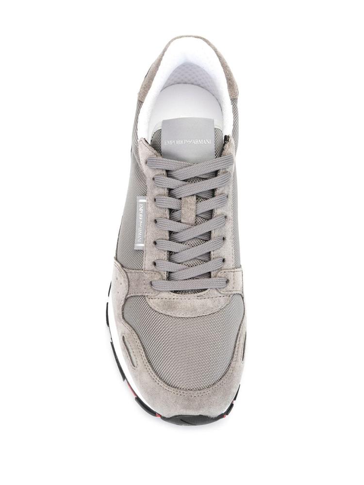 Grey Men's Armani Emporio Panelled Low Sneakers | 8Y9UA1X