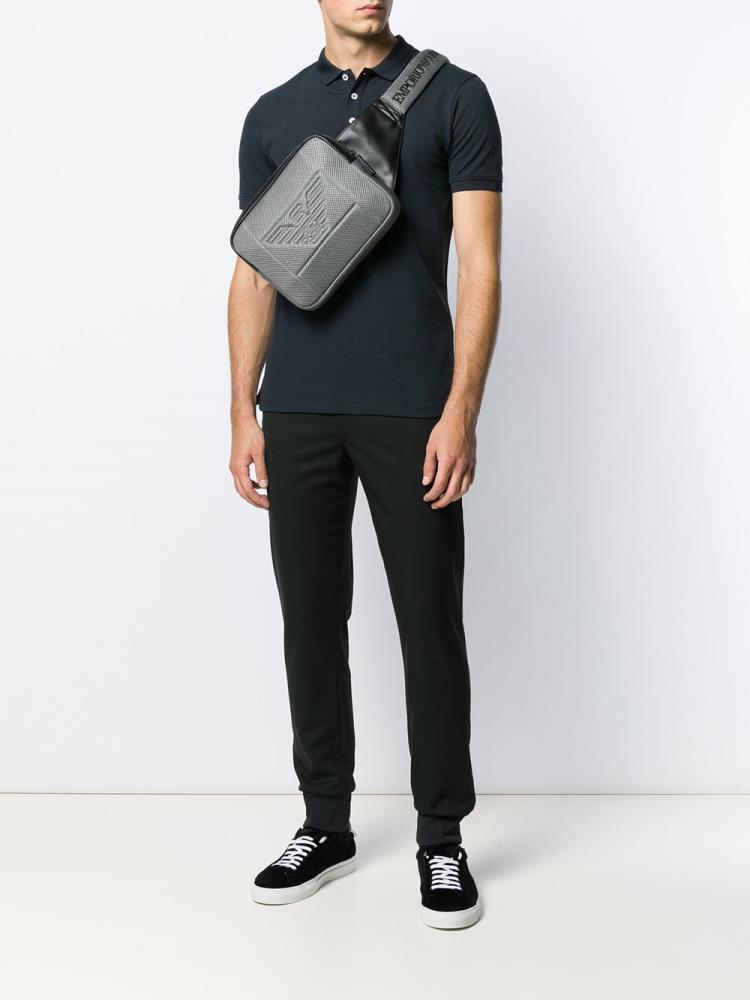 Grey Men's Armani Emporio Perforated Logo Belt Bags | R1XJ4JE