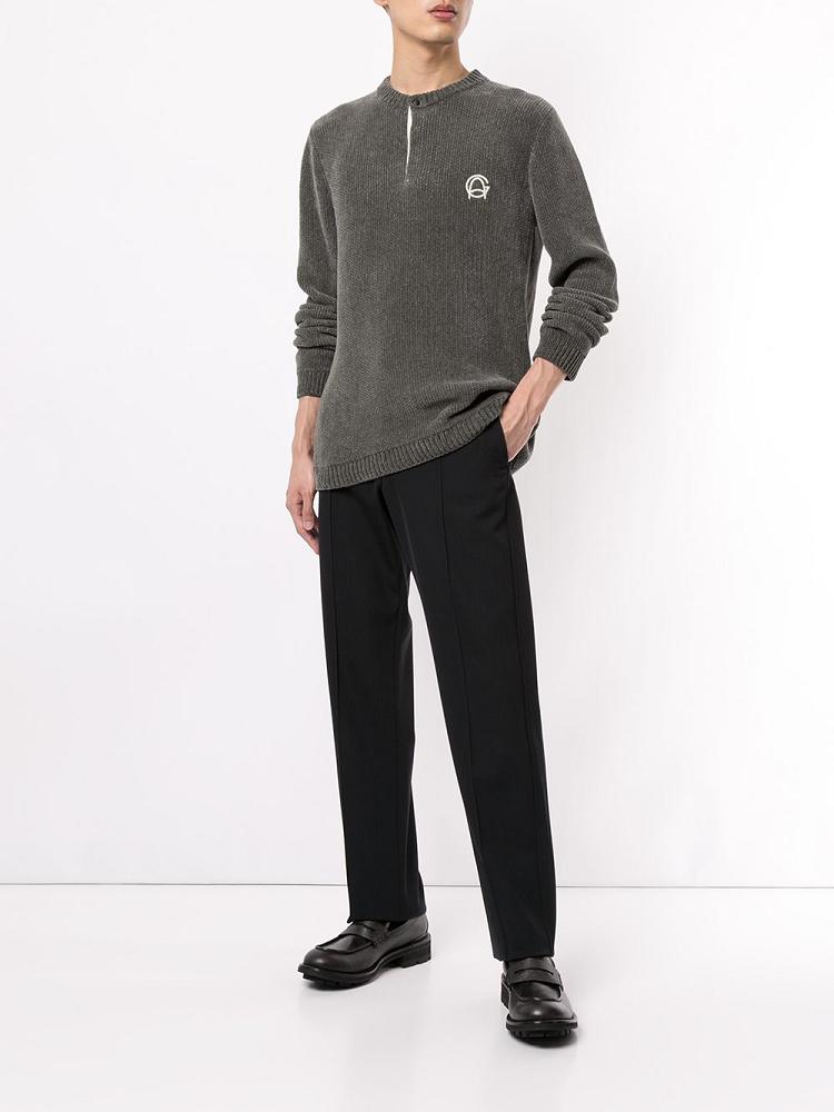 Grey Men's Giorgio Armani Henley Jumpers | 3J949ME