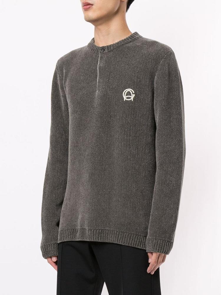 Grey Men's Giorgio Armani Henley Jumpers | 3J949ME