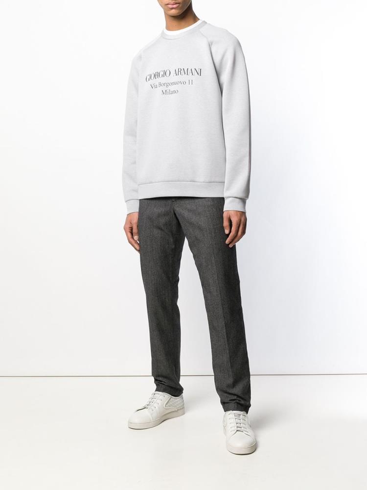 Grey Men's Giorgio Armani Logo Sweatshirts | JDYSQIL