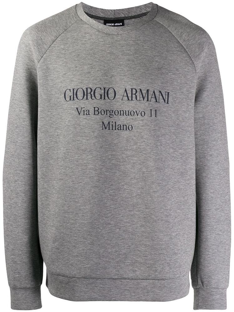 Grey Men\'s Giorgio Armani Logo Sweaters | JMZFTVV