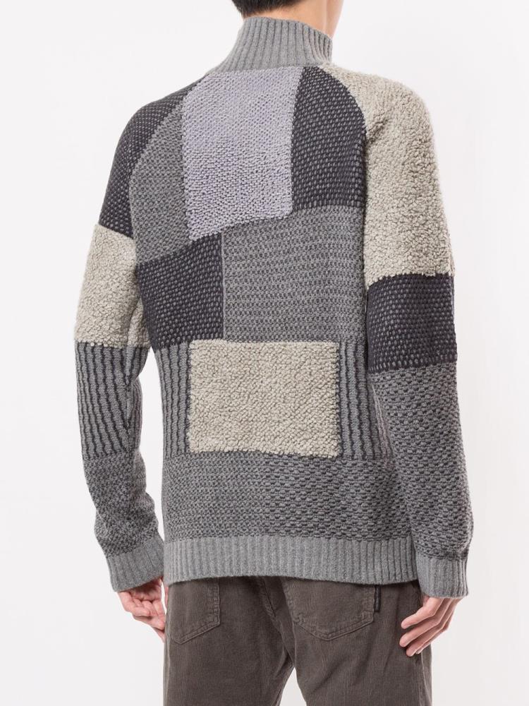 Grey Men's Giorgio Armani Patchwork Knit Jumpers | YXEZN6I