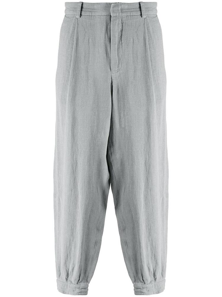 Grey Men\'s Giorgio Armani Plain Loose Fit Pants | CKTTBFA