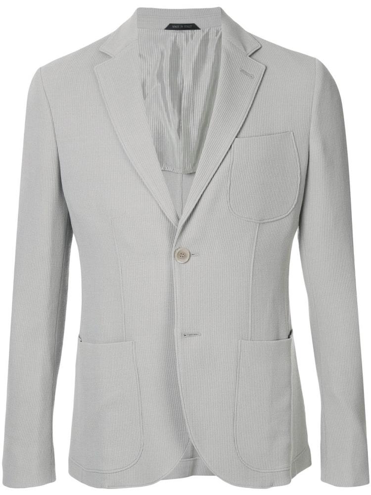 Grey Men\'s Giorgio Armani Ribbed Knit Blazers | 5GQSI32