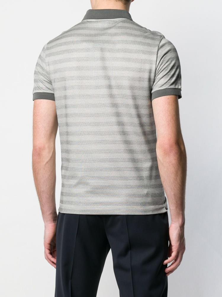 Grey Men's Giorgio Armani Striped Polo Shirts | 221HB4R