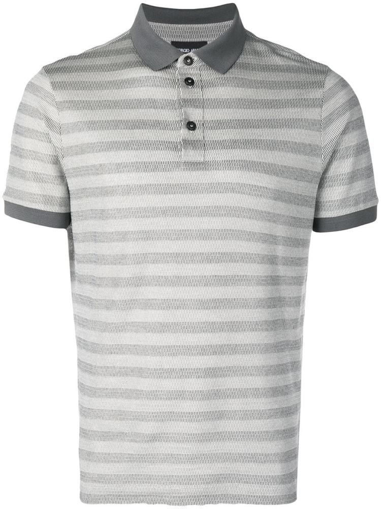 Grey Men\'s Giorgio Armani Striped Polo Shirts | 221HB4R