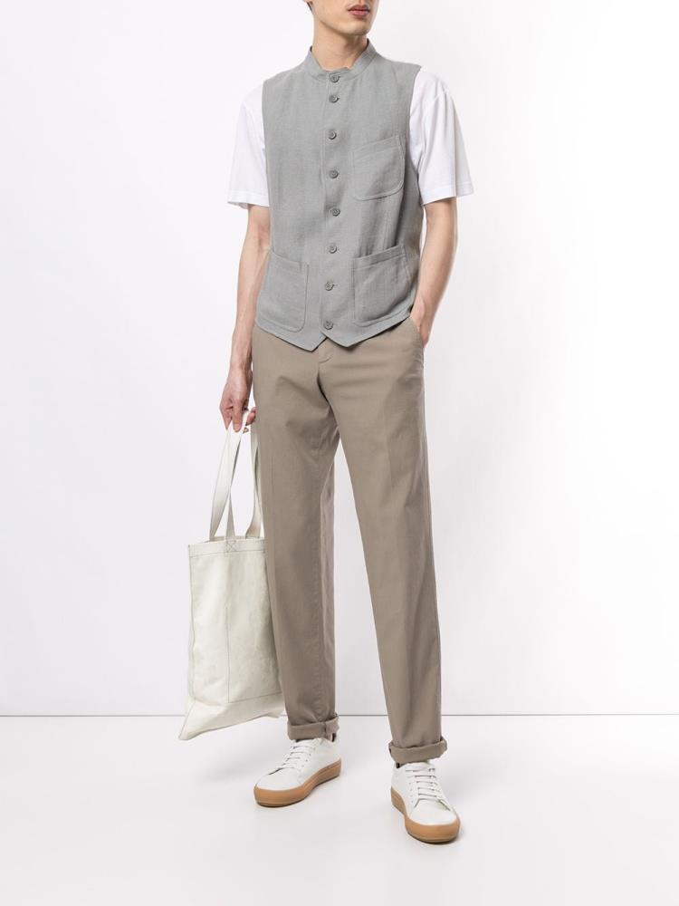 Grey / Multicolor Men's Giorgio Armani Button Up Waistcoat Vest | EDAPHRY