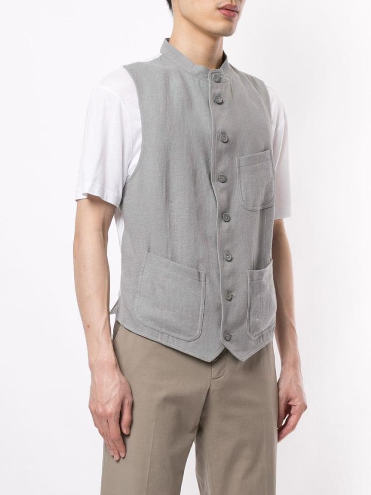 Grey / Multicolor Men's Giorgio Armani Button Up Waistcoat Vest | EDAPHRY