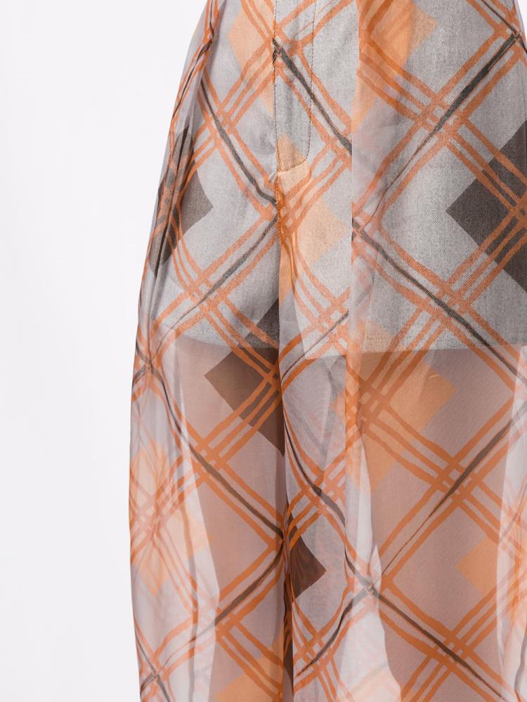 Grey / Orange Women's Armani Emporio Oversized Check Sheer Pants | DLQKKZT