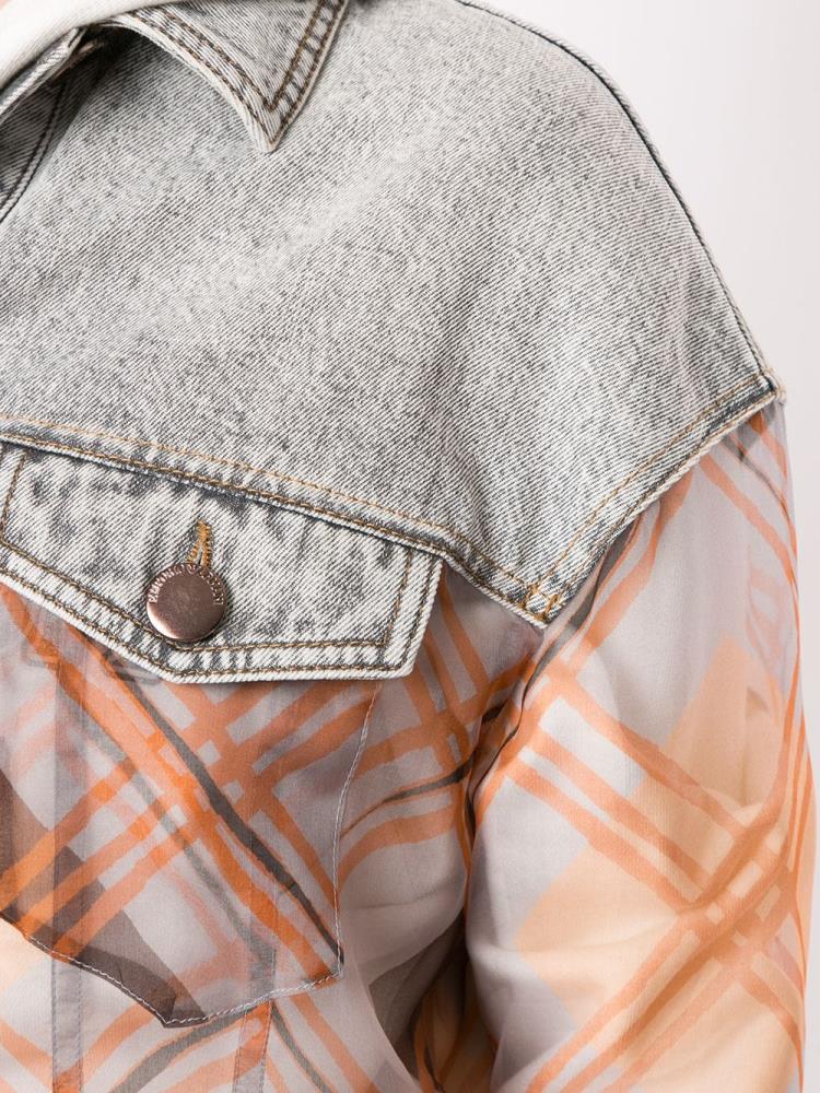 Grey / Orange Women's Armani Emporio Contrast Sheer Denim Jackets | VF2WMIW